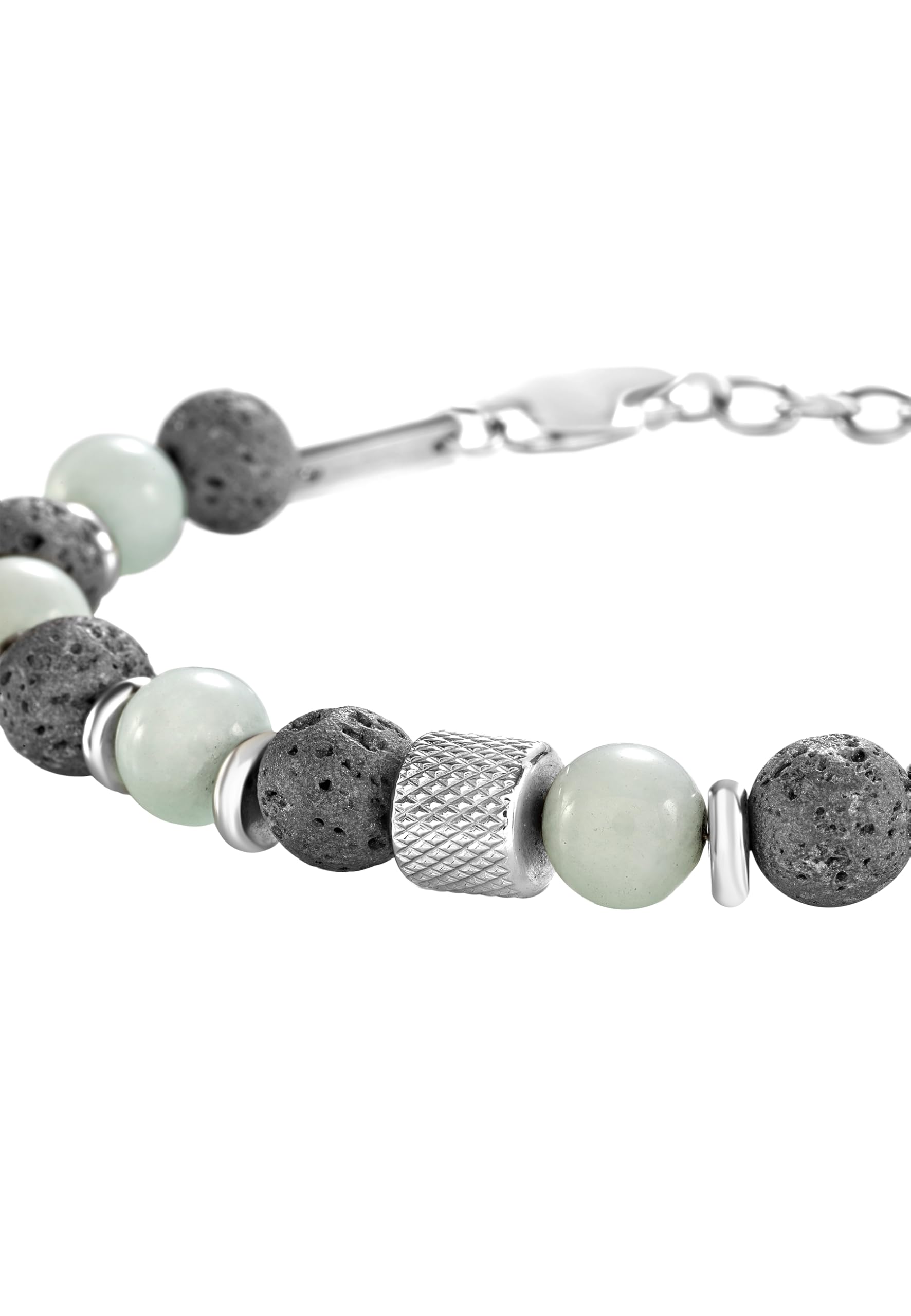 Breil, Collezione Fusion, Bracciale Uomo, con Sfere in Pietre Naturali ed Elementi in Acciaio Lavorato, Chiusura a Moschettone, Lunghezza Regolabile fino a 22 cm, Idea Regalo Uomo