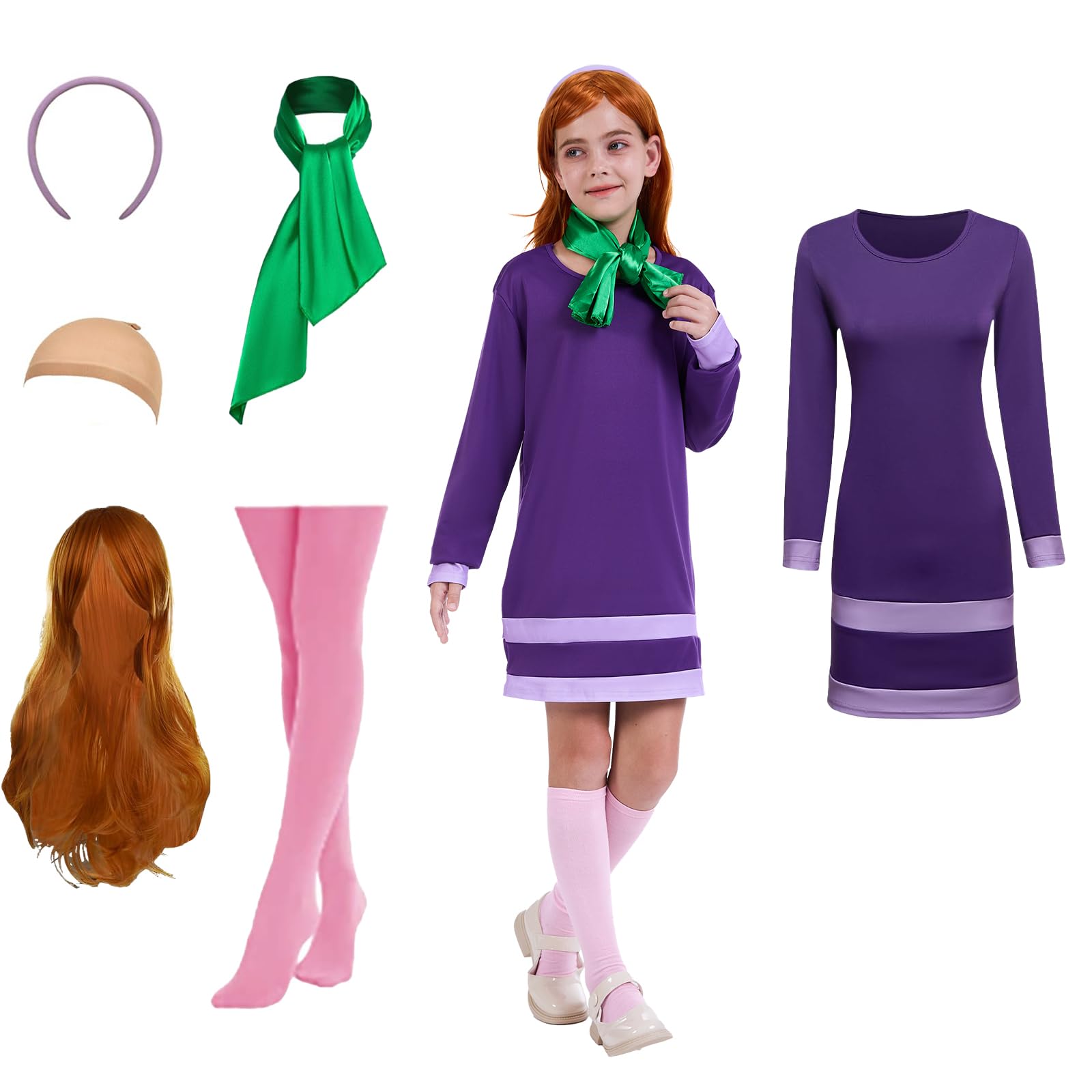 ZFTCN Cosplay Set,Costume for Halloween World Book Day and Carnival (Purple, 140οΌ9-10YearsοΌ)