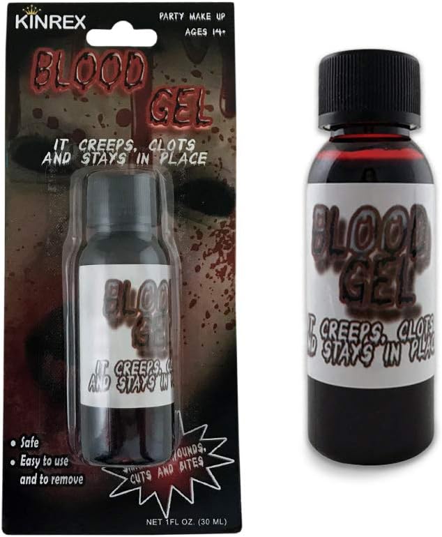 KINREX Fake Halloween Blood Gel Kit Zombie Vampire Monster Dress 1Fl oz Bottle
