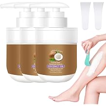 Coconut Oil Hair Removal Cream for Women, Gentle Facial Hair Remover for Upper Lip, Chin, and Cheeks, Moisturizing Formula 3pcs