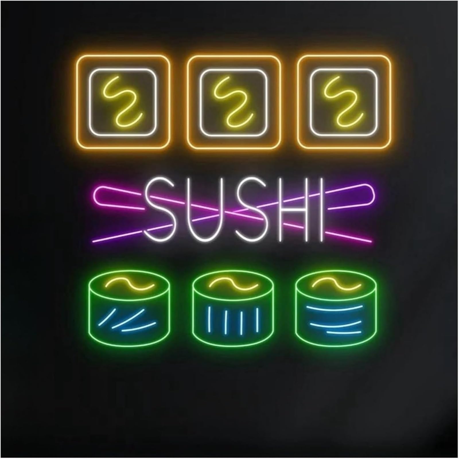 Wexxaii neon Light Sign Soothing Atmosphere Lamp Neon Signs for Sushi Powered by, Adjustable Brightness Sashimi Lights