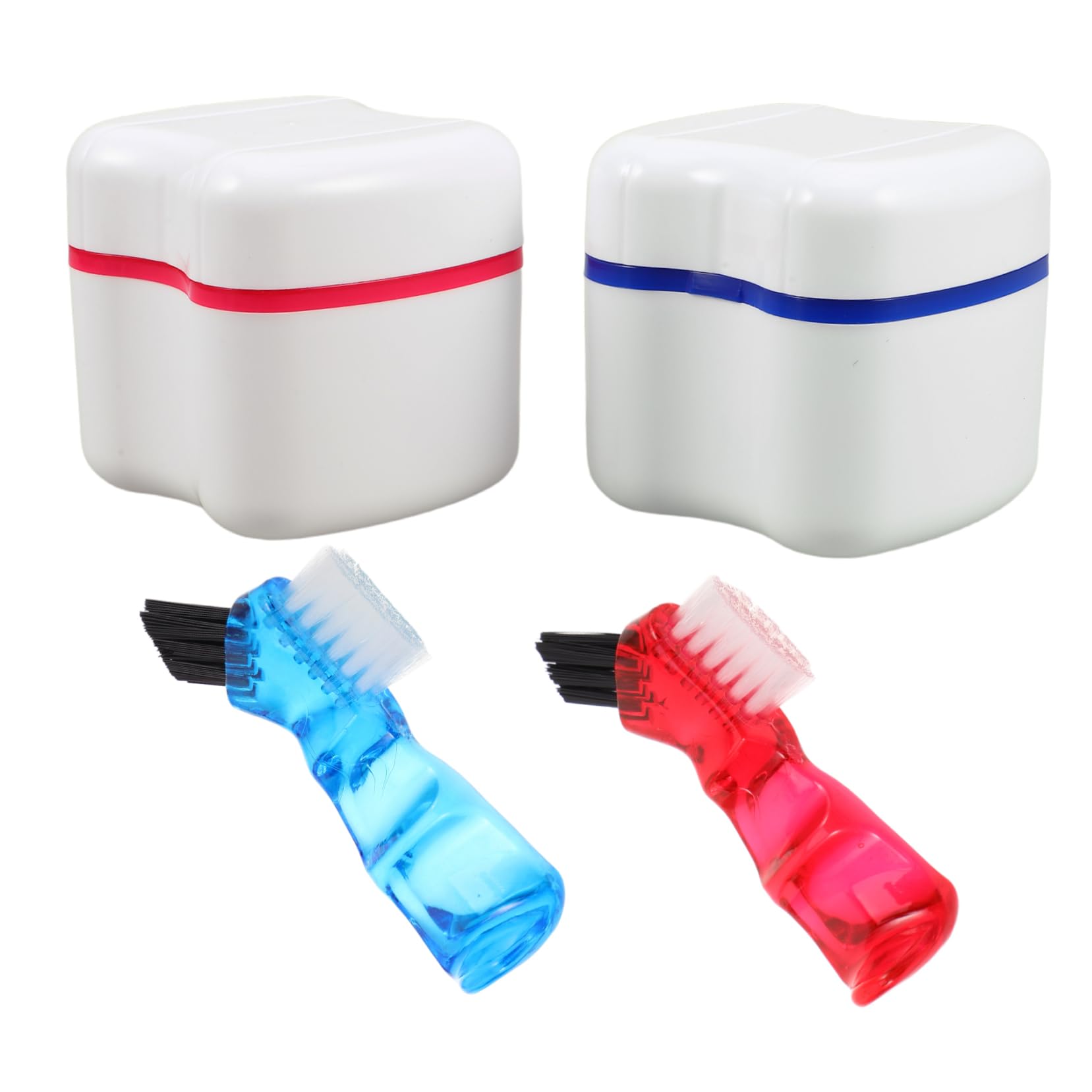 FOMIYES 2Pcs Care Container with Cleaning Brush for Easy Storage and Travel Durable Organizer for Home Use for Retainers and Artificial