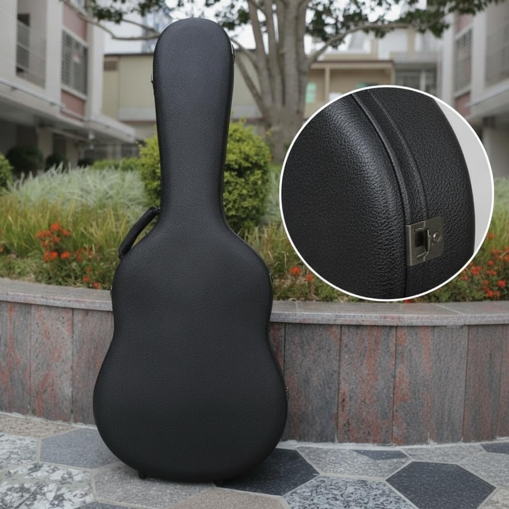 Funda rígida Impermeable para Guitarra, Estuche Protector Viaje para Guitarras 39 y 40/41 Pulgadas, Negro, 39 Pulgadas, Negro