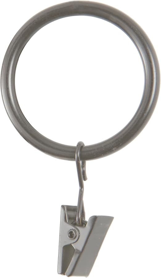 Kenney Clip Rings for 1" to 1-1/4" Diameter Curtain Rods, Antique Pewter, 14-Pack