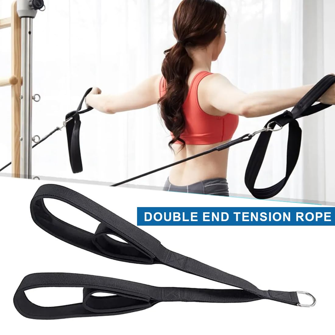 IKOPFLN Corda per Tricipiti con Cavo, Fissaggi per Pull Down con 2 Lunghezze (65cm e 50cm), Cinghie per Estensione Tricipiti, Attrezzatura Palestra per Allenamento a Casa