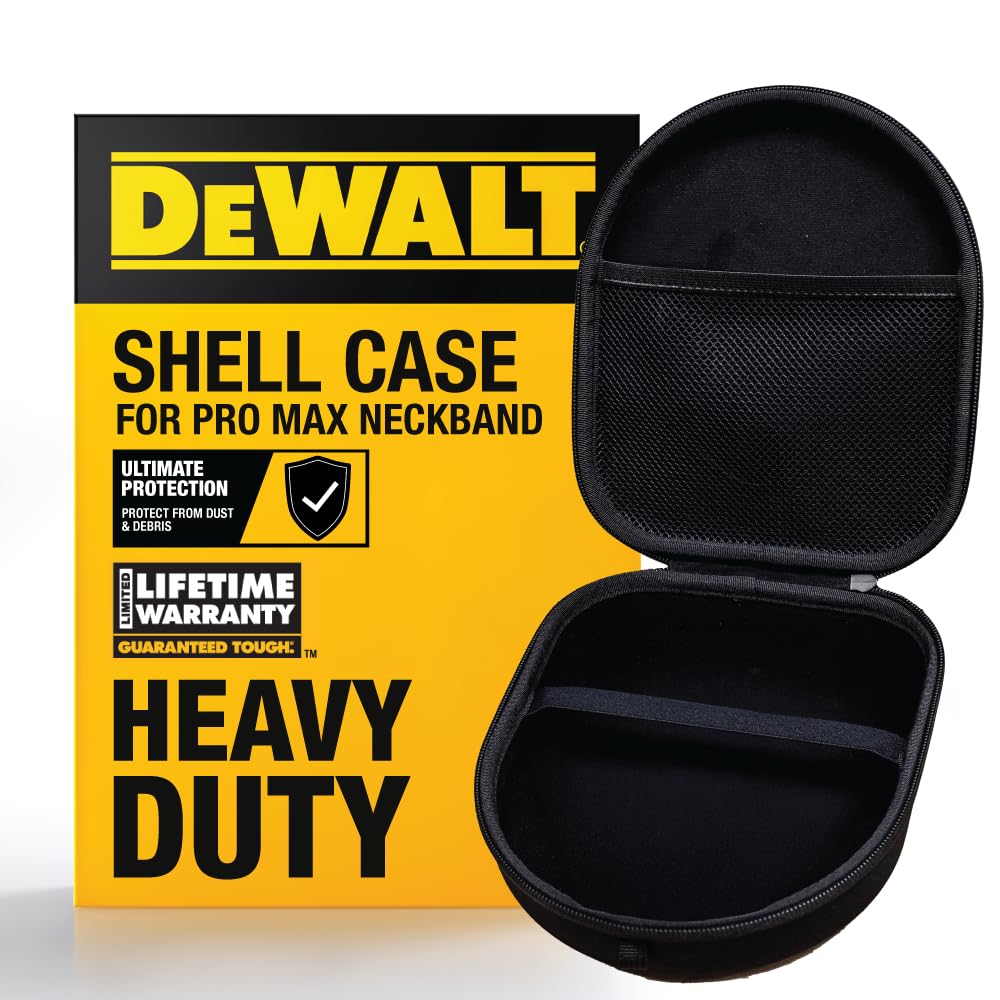 DEWALT Heavy Duty Protective Headphone Case for Pro Max Neckband, Compact Lightweight w/EVA Earphone Hard Shell Case, Headset Travel Carry Shockproof,