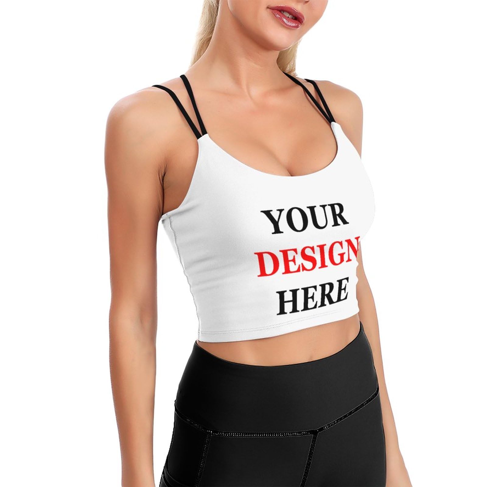 Custom Women's Yoga Sports Bra Design Your Own Running Vest Workout Bras Custom Crop Top Add Photo/Text Tube Bra White