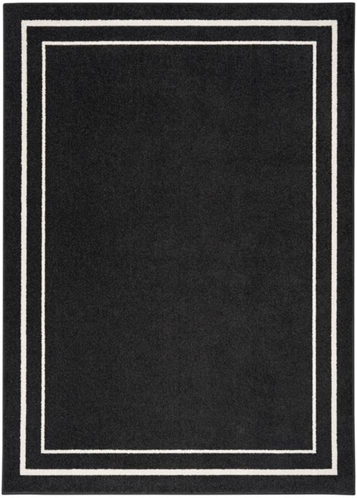 Pemberly Row 5' x 7' Black Ivory Fabric Contemporary Area Rug