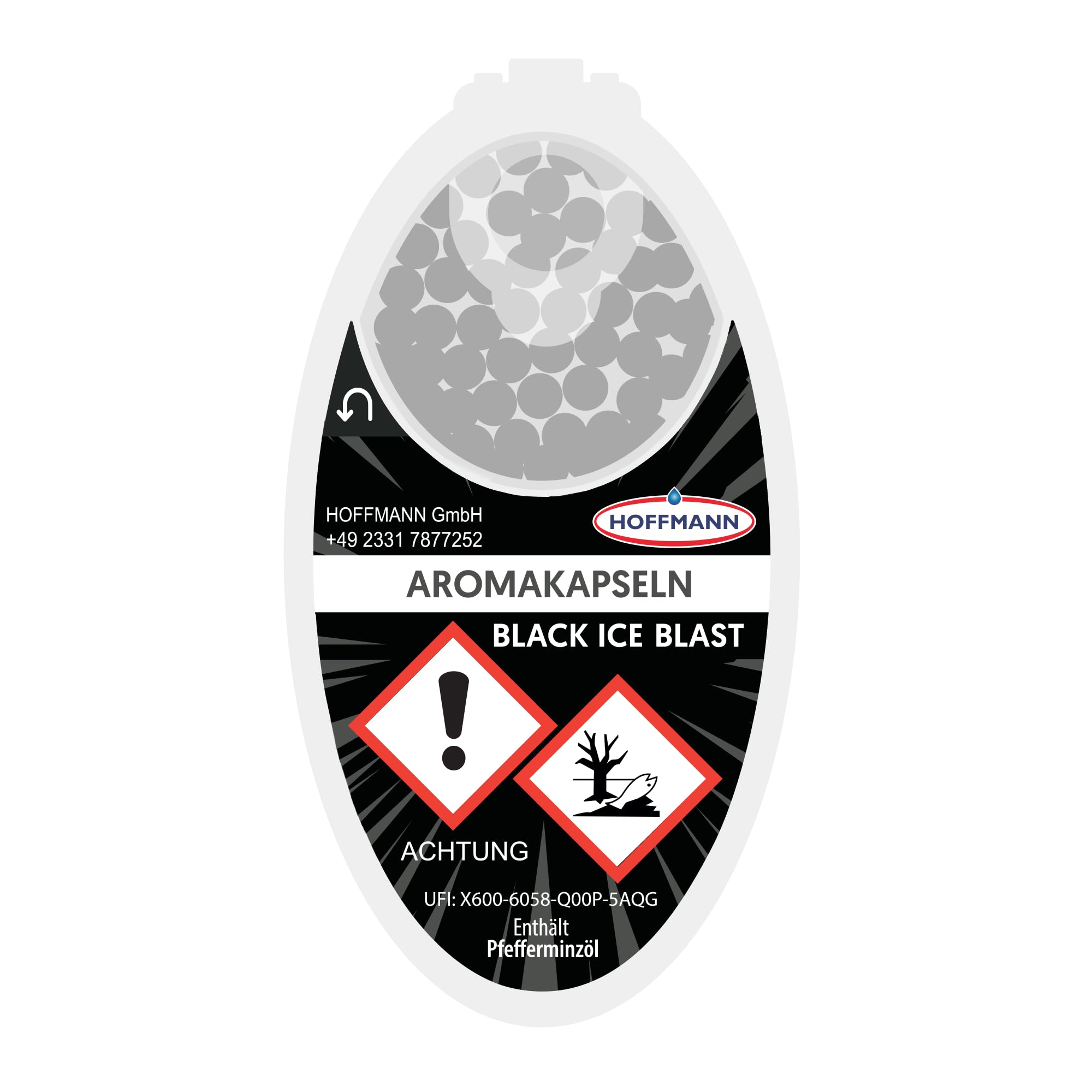 Hoffmann Aroma Kapseln | DIY Click Filter Kugeln | 10er-Pack (1000 Kugeln) + Sticker (Black Ice Blast)