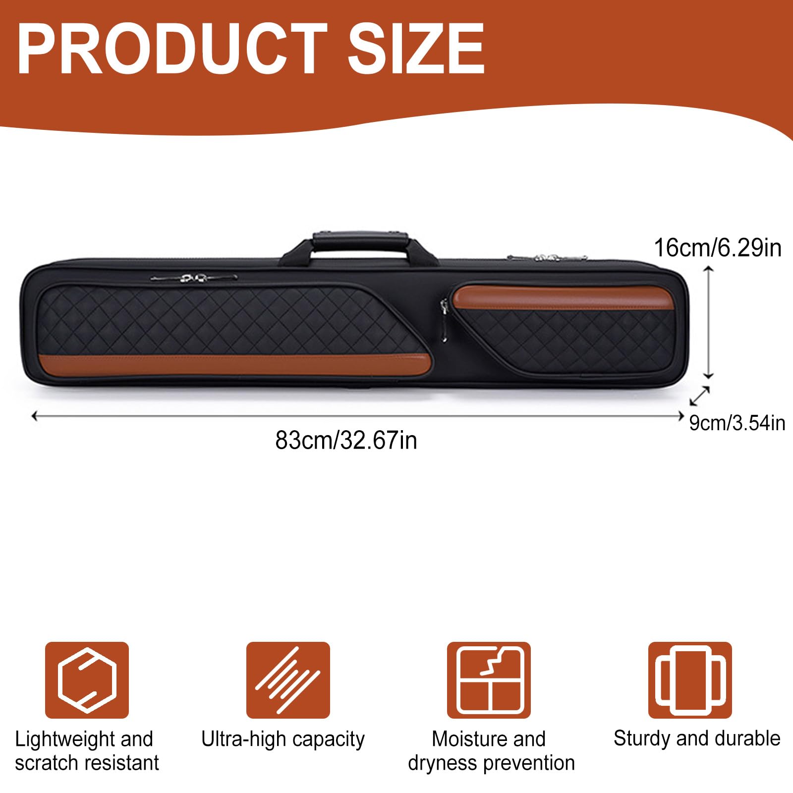 3x4 Billard Queue Tasche Billiard Cue Bag with Handle and Removable Shoulder Strap billard zubehör for up to Bottom and Shafts Queue Tasche 900D Wasserdichte Pool Cue Case Abrieb-und Kratzfest