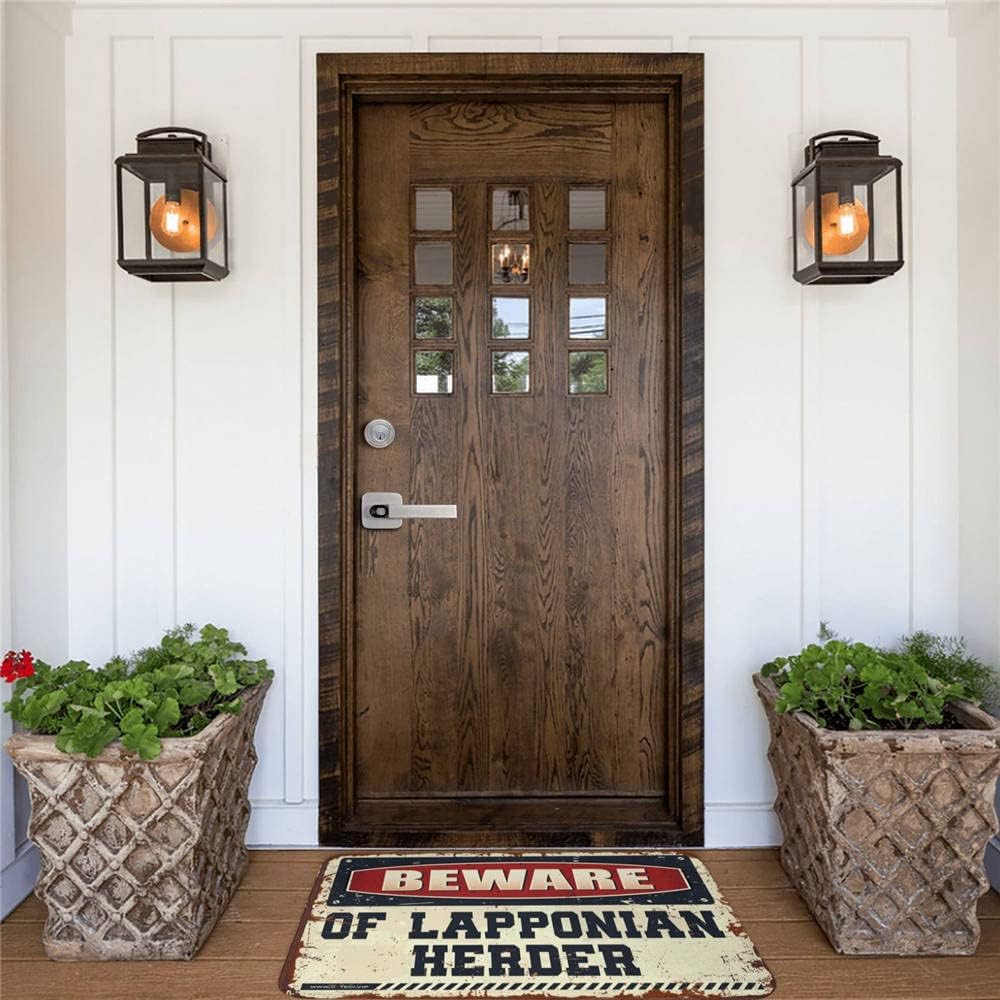 Doormats for Outdoor Entrance Home Funny Beware of Lapponian Herder Rug Outdoor Bar Accessories Decor Spring Porch Decor(65X90CM)