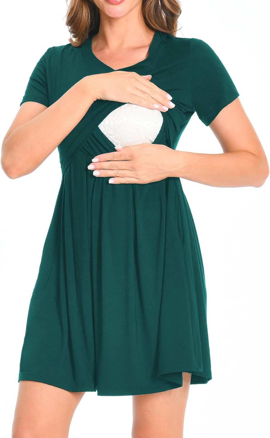 Bearsland Women's Short Sleeve Maternity Nursing Dress Casual T-ShitLarge