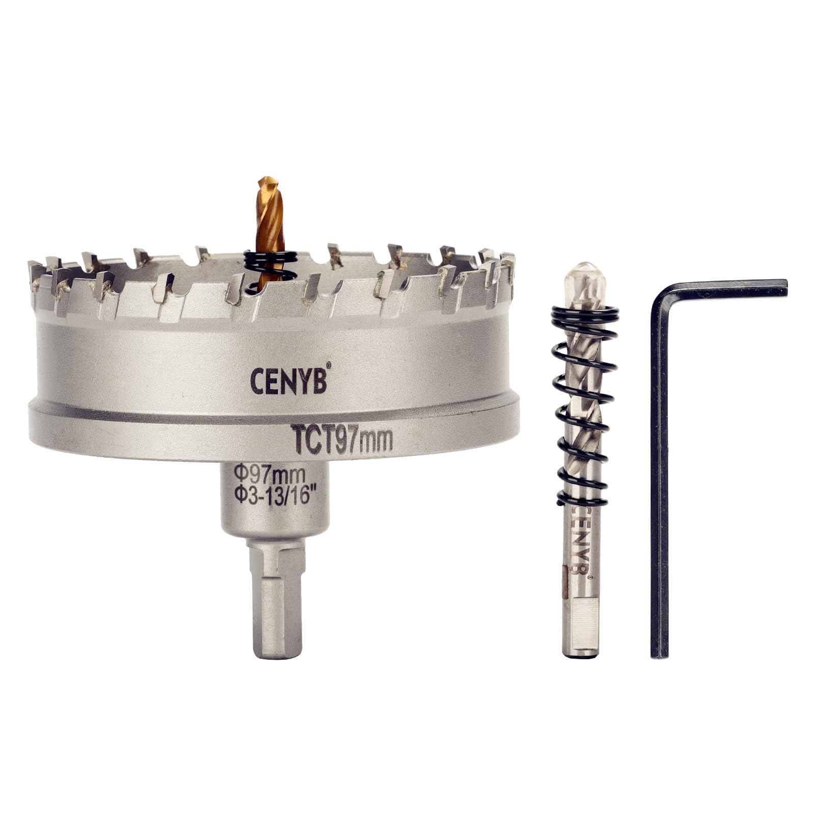 2-1/8" (54mm) Tungsten Carbide Tipped Hole Saw with 2Pcs Titanium-Plated Pilot Drill Bits for Metal, Steel, Iron, Wood, Plastic — view 25