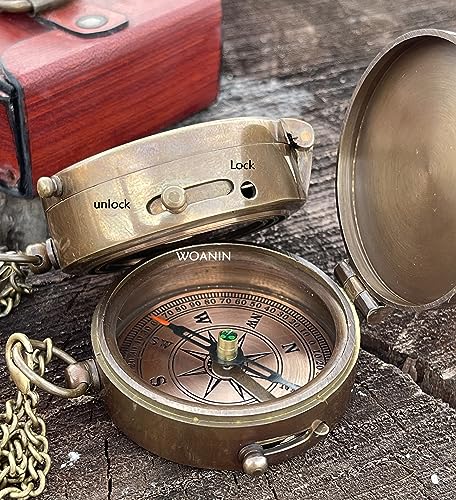Brújula grabada con calendario para hijo con estuche de cuero miniatura 6