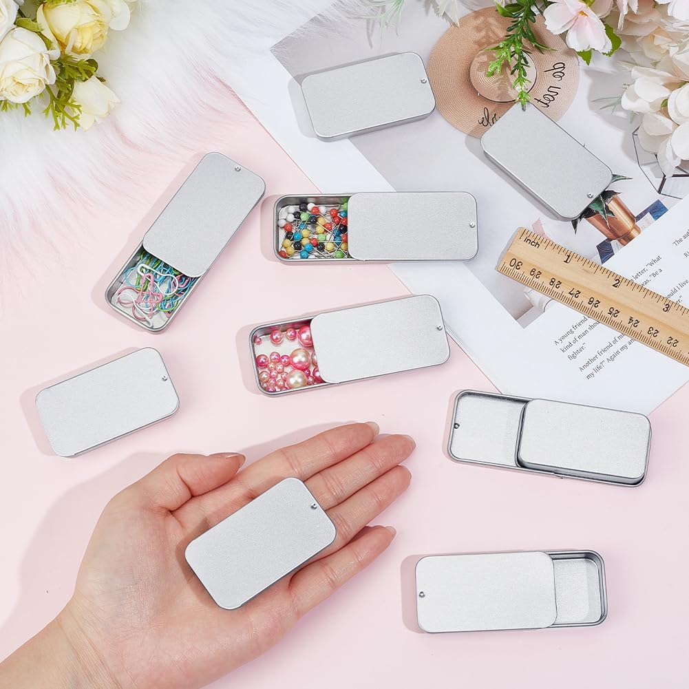 80Pcs Mini Metal Tin Box Containers, Small Slide Top Boxes with Lids Rectangular Metal Containers Crafts Storage Kit for Mother's Day DIY Projects Jewelry Cosmetic(2.36x1.34x0.41 Inch)