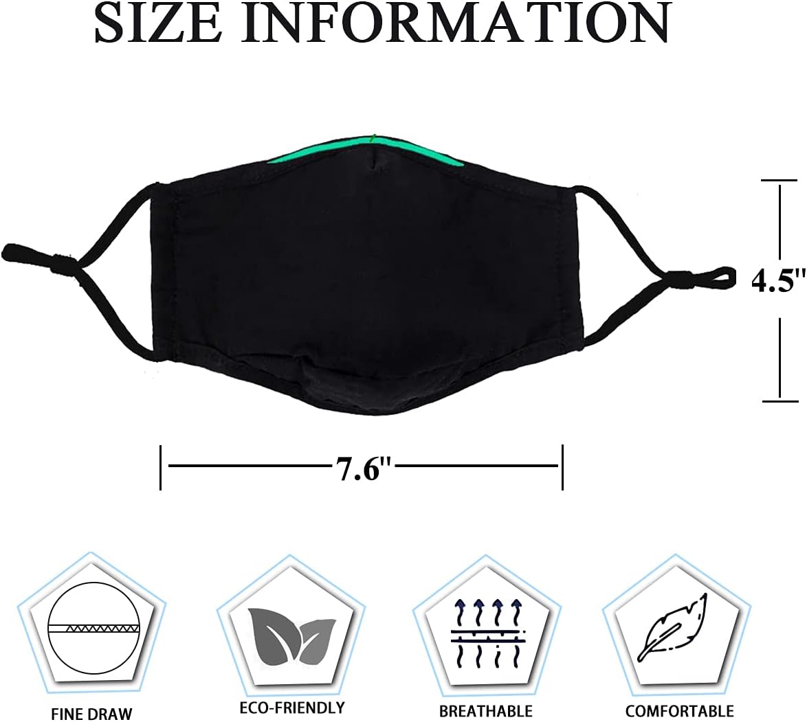Black Washable Breathable Kids Face Mask Reusable Adjustable Ear Loops, Cloth Layer Covering Fabric Cute Girl Fashion Designer Kid Masks Boys Gift