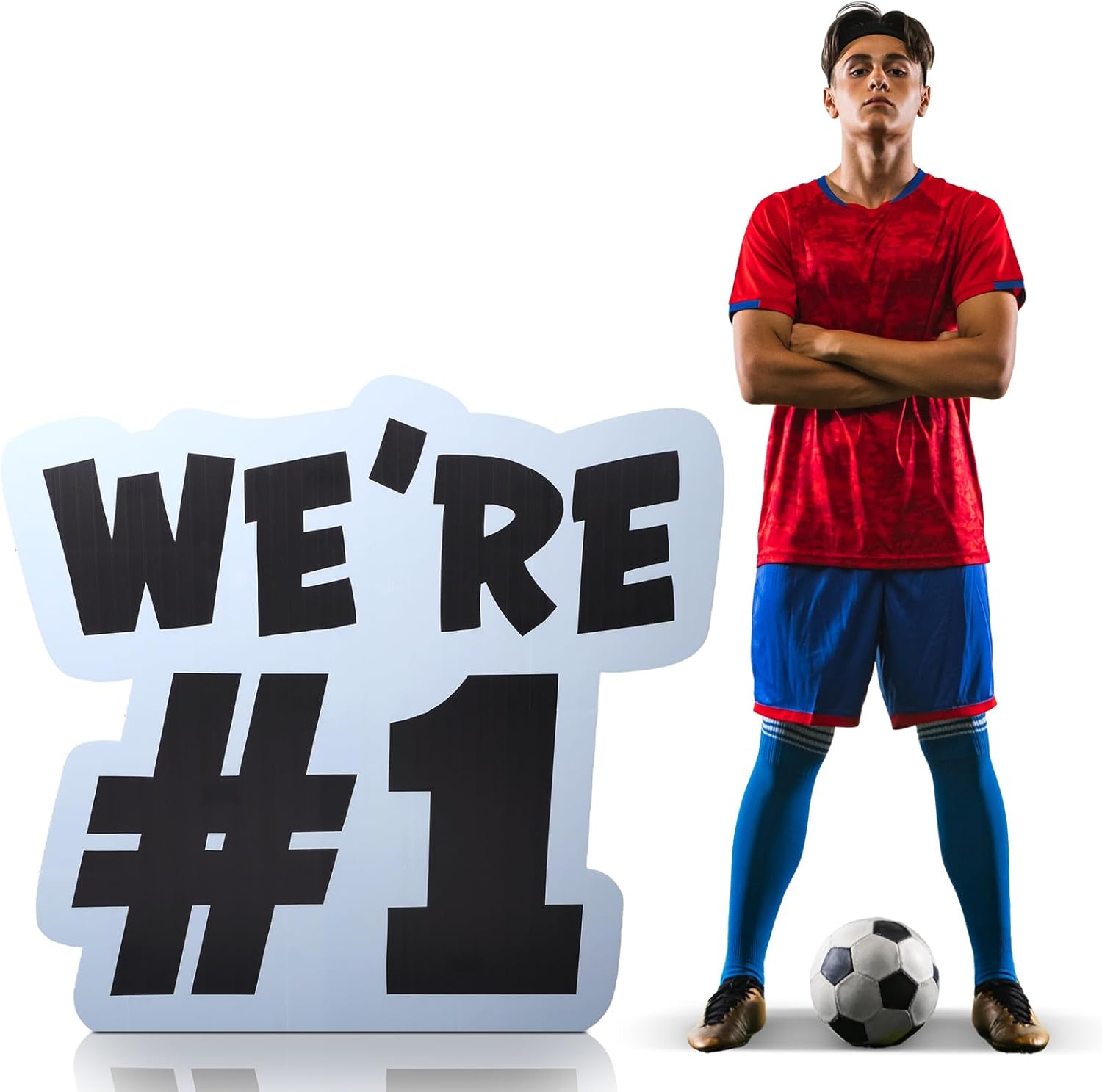 4 ft Football Cardboard Cutouts Stand up Life Size We're #1 Sports Theme Party Decorations Hockey Baseball Game Day Backdrop Photo Props Standup for Sports Team Party Events Supply