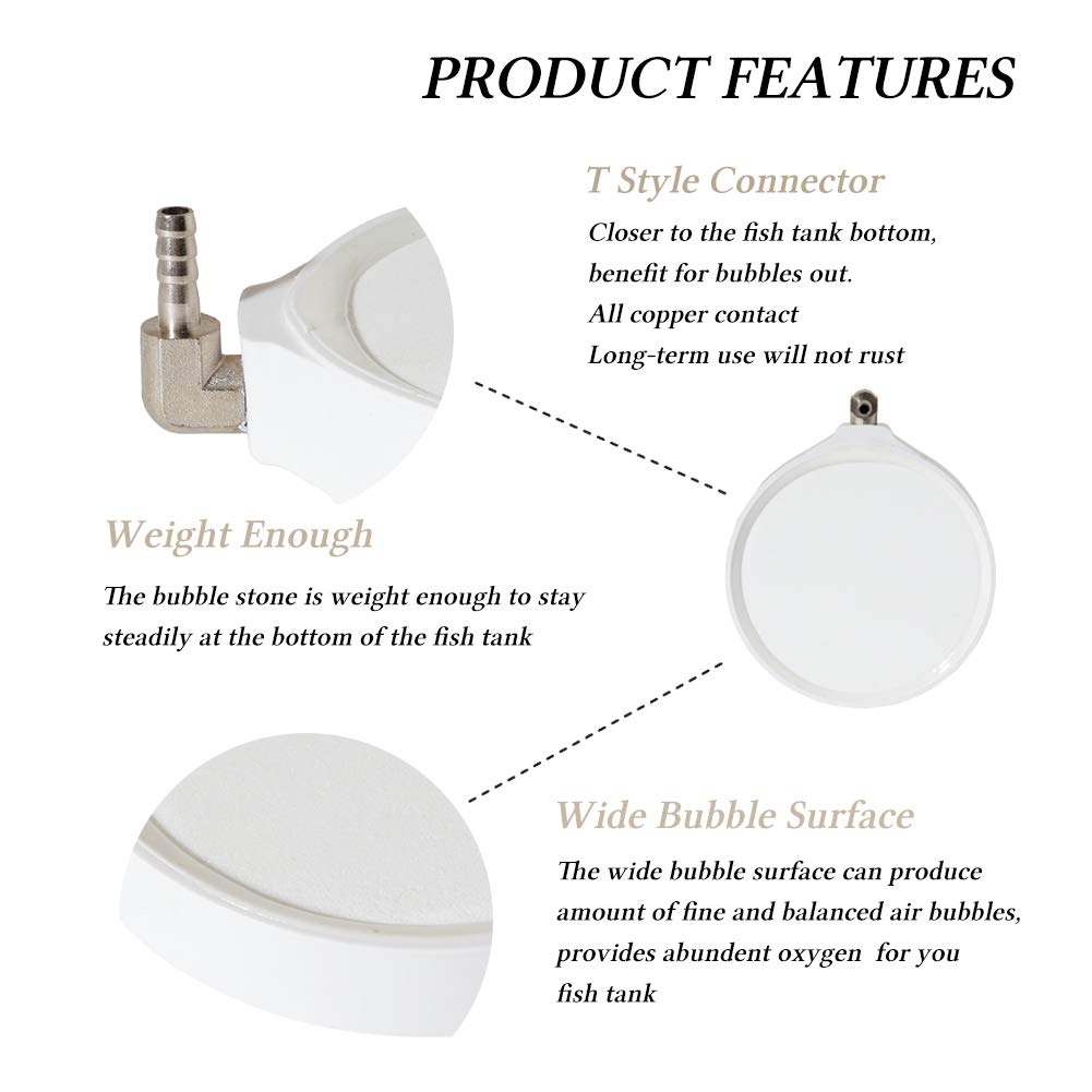 Quickun 6 Inch Crazy Air Disc Airstone – Cylinder Bubbler Diffuser For Aquarium, Hydroponics (3/16" Or 5/16" Hose) - View #8