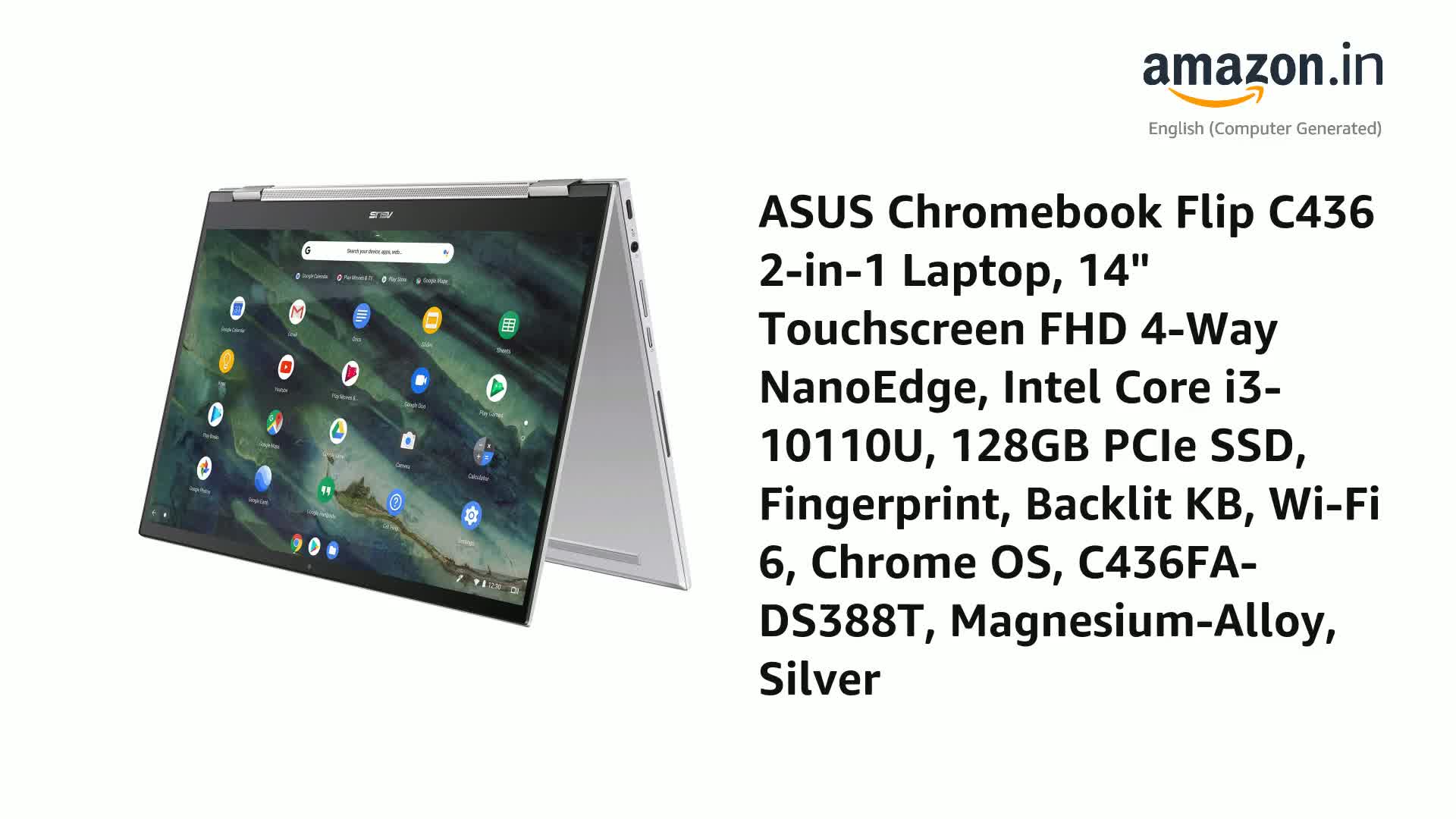 ASUS Chromebook Flip C436 2-in-1 Laptop, 14