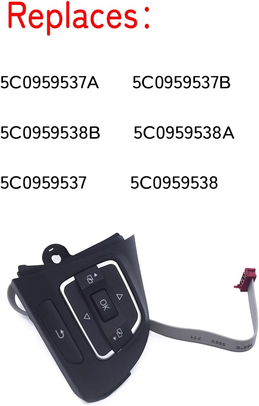 Car Multi-Function Steering Wheel Button Switch MFD for VW Amarok Caddy Golf MK6 GTI Jetta Tiguan Touran 2008-2018 5C0959538 5C0959538A 5C0959538B (Right)