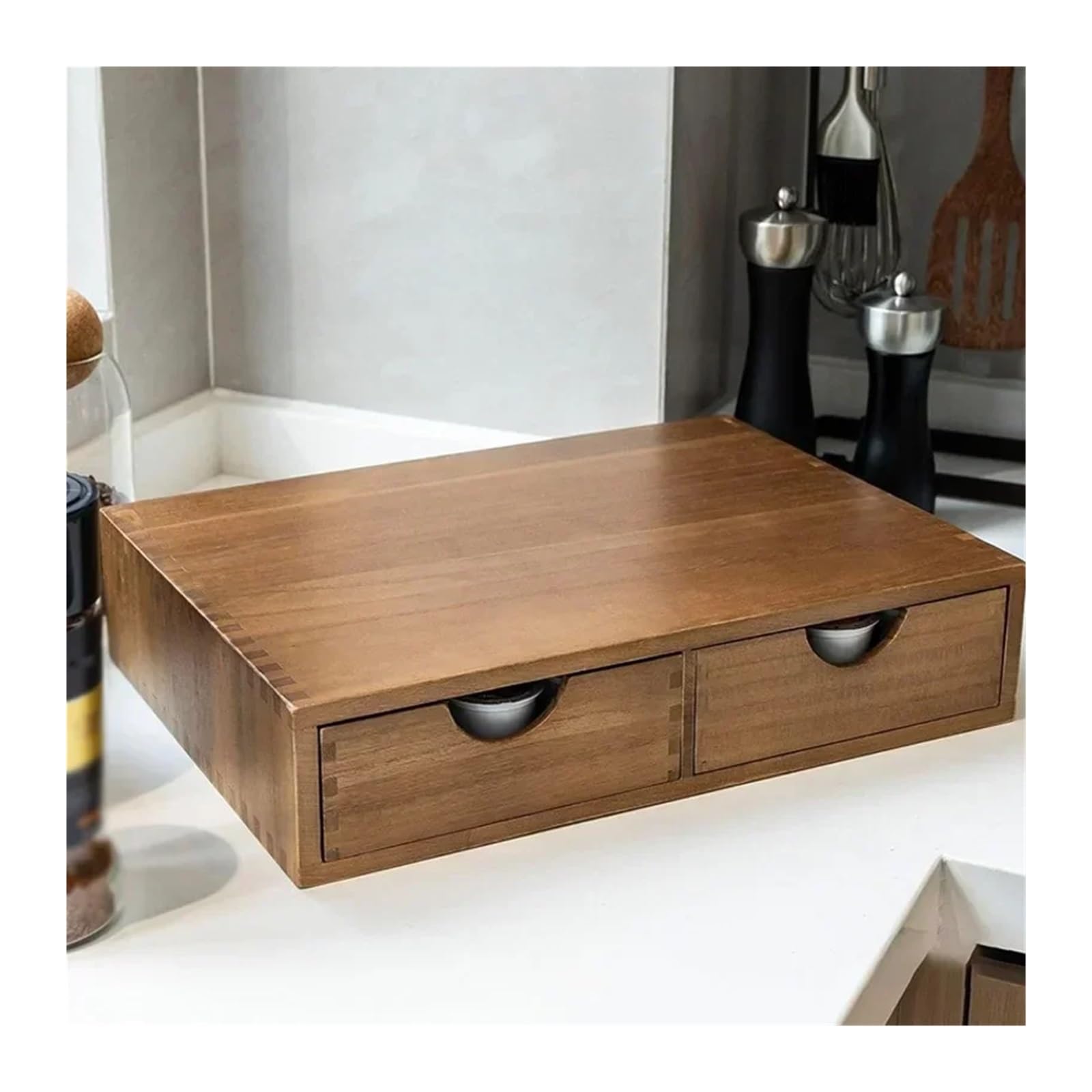 Stojak Na Torebki Na Kawę - Eleganckie Drewniane Pudełko Do Przechowywania Torebek Na Kawę Z 2 Szufladami, Kompatybilne Z IFANYUO(2pcs)