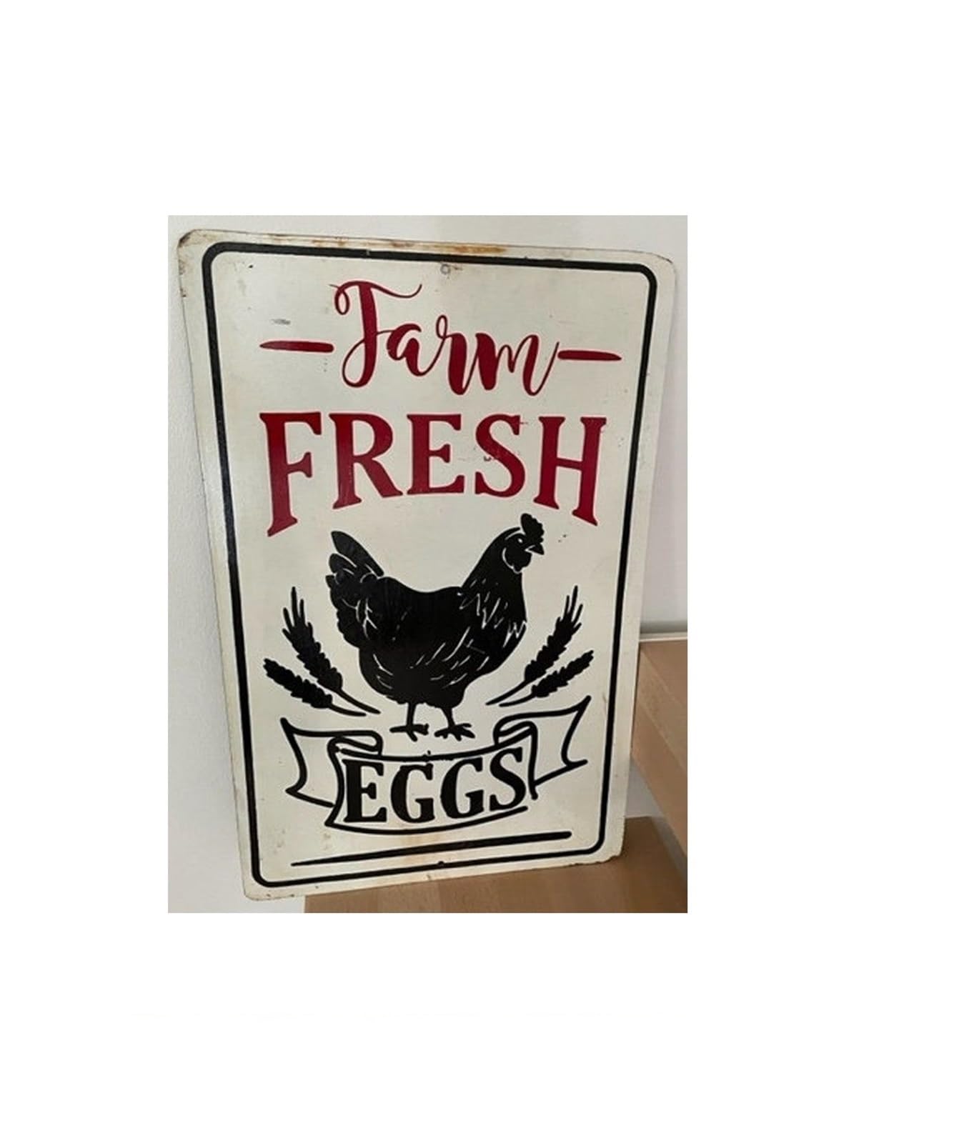 EKFBQBGW Farm Fresh Eggs Metal Tin Sign Vintage Rustic Farmhouse Decor Country Style Wall Sign for Kitchen Pantry or Cafe 8 X 12 in