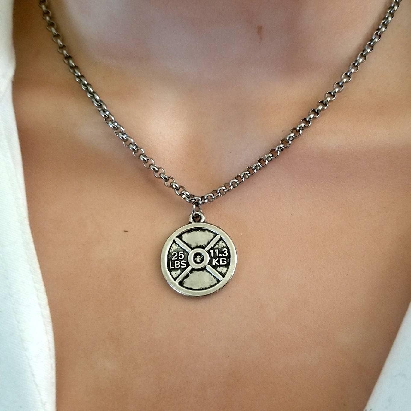 Dumbbell Weight Plate Stud Earrings and Necklace Fitness Bodybuilding Weightlifting Personal Trainer Jewelry gift For Women