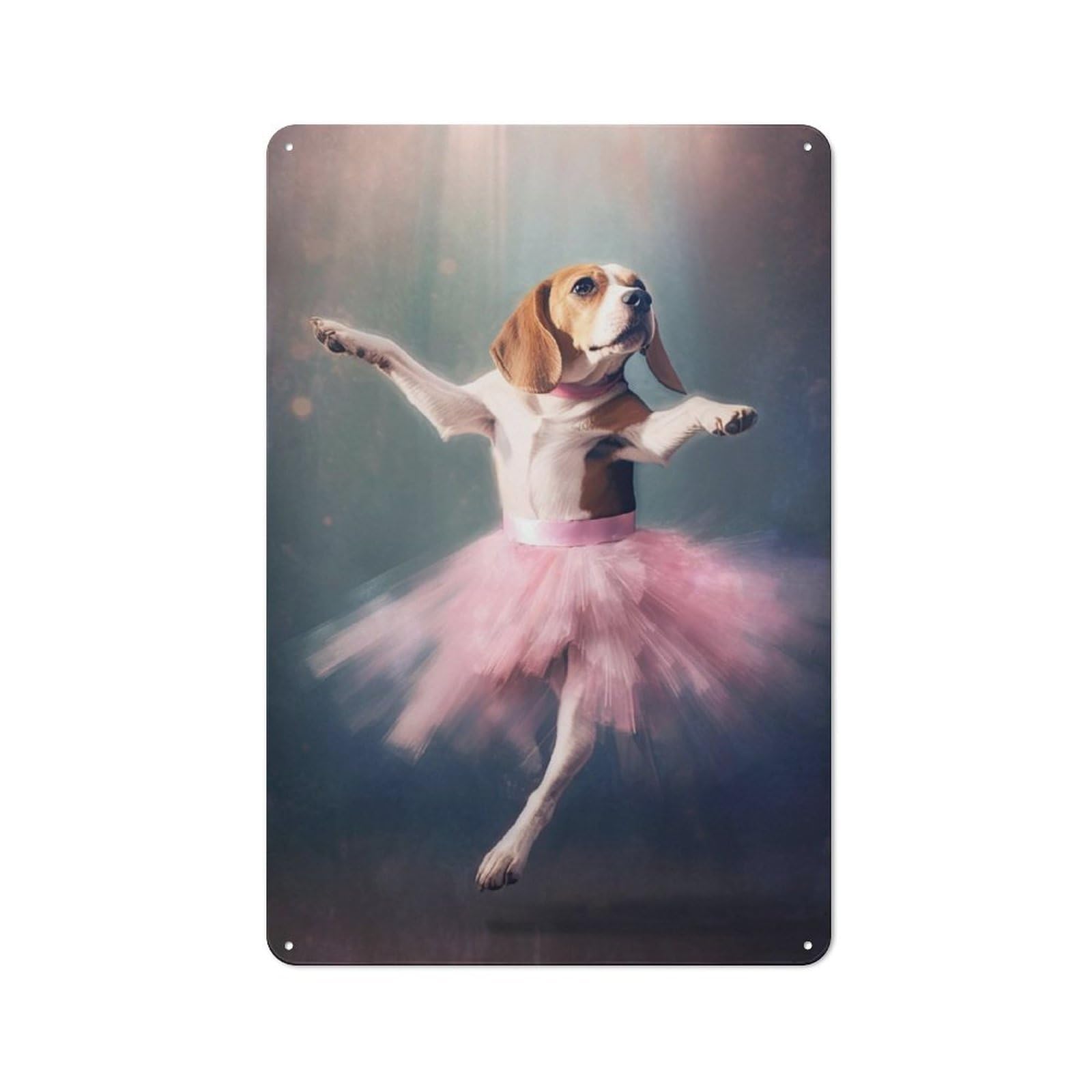 Junmoney Beagle Ballerina Tin Sign 30X20cm With For Pub Or Café, Rustic Decor, For Kitchen, Dining Room And Home Bar Wall Decor