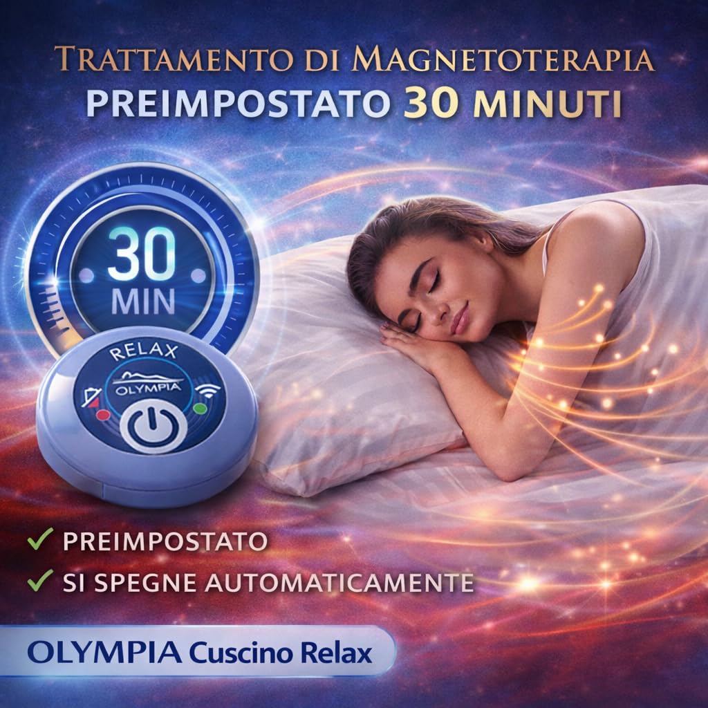 OLYMPIA Cuscino Relax MediaWorld Dispositivo Sanitario Magnetoterapia Alta Frequenza Cuscino Terapeutico Testa Cervicale Collo Terapia Antinfiammatoria Rilassante Federa Argento Antibatterica