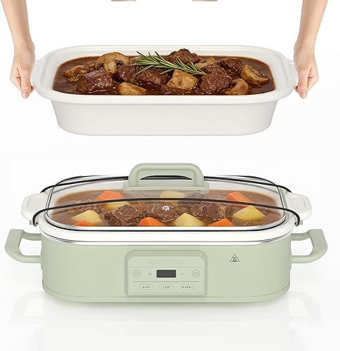 Miniatura 17 de Olla de cocción lenta de 4 cuartos de galón con cazuela ajuste de calor manual, electrodoméstico pequeño de cocina perfecto para cenas familiares,