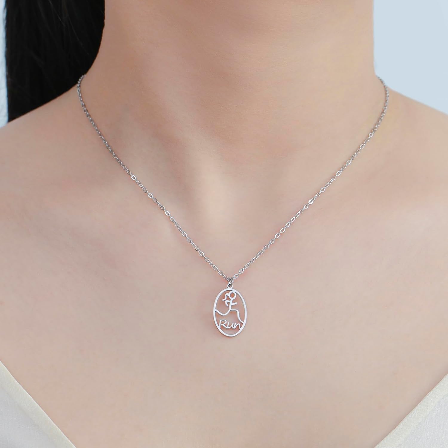 VASSAGO Runner Necklace for Women Men Stainless Steel Marathon Athlete Pendant Necklace Sport Running Jewelry Gift - Image 5