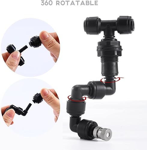 Miniatura 15 de Boquillas de niebla de reptil ajustable de 360 grados, rociador de niebla de reptil, boquillas de rociado de nebulización negra de cuatro cabezales