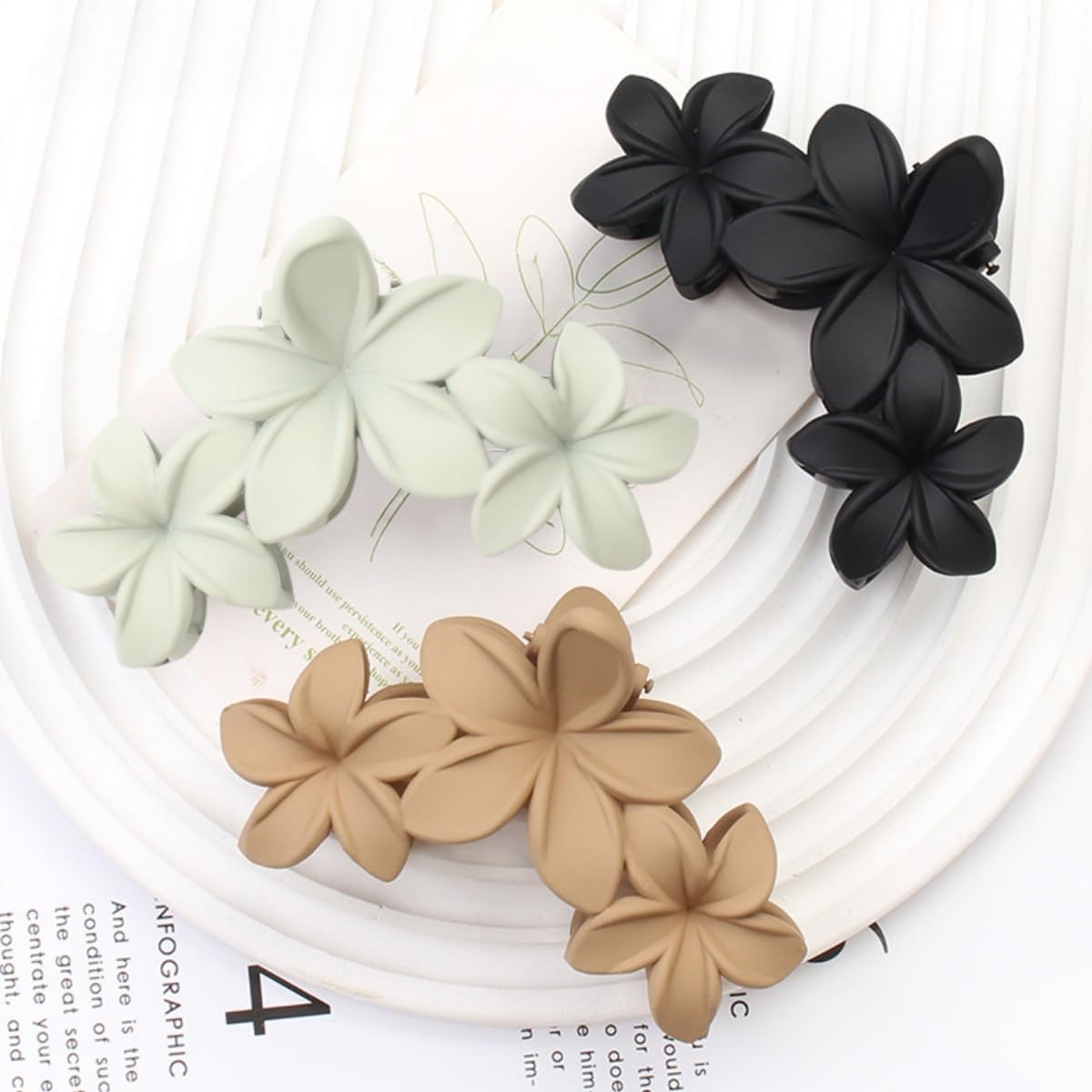 TAIOSNADJ 4PCS Flower Haired Claw Clips for Women and Girls Non-Slip Strong Hold Clips for Thick Haired,Cute Hawaiian Hair Flower Clip Large Plumeria Haired Clips Strong Hold,Haired Accessories - Image 3
