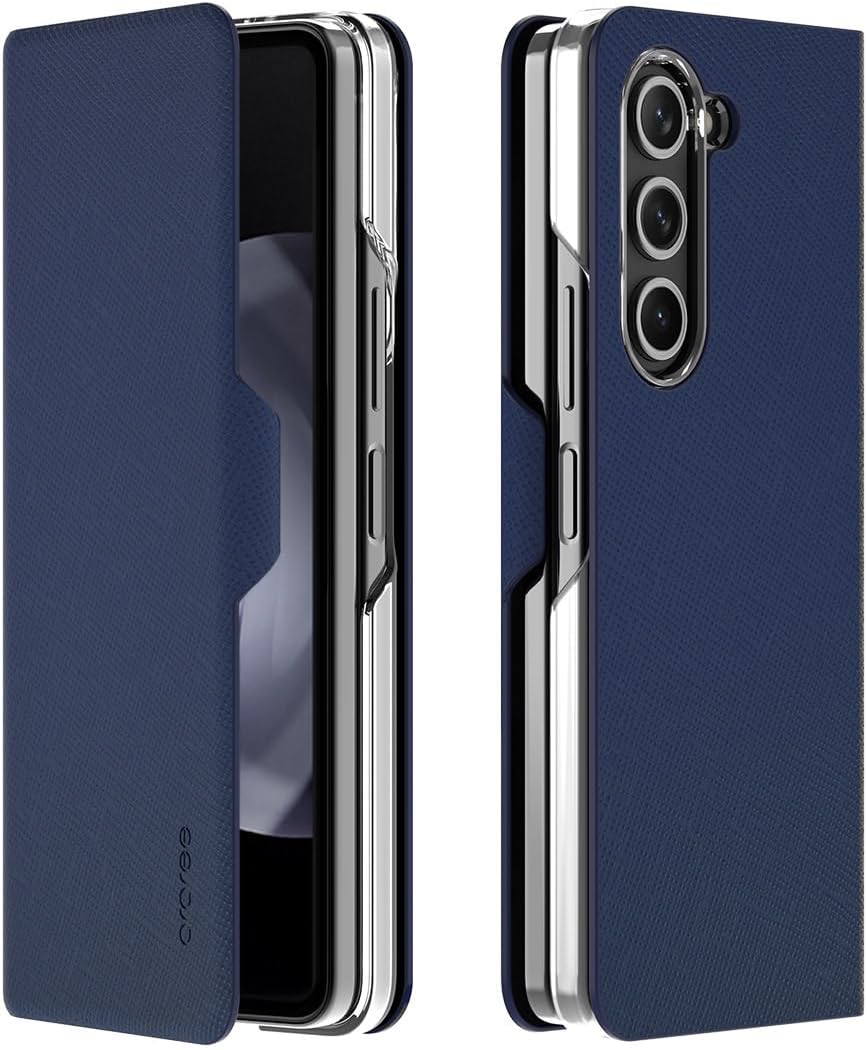 araree Bonnet Diary Samsung Galaxy Z Fold 5 5g Case, PU Leather Flip Folio Case Closure Folding Flip Cover Compatible with Samsung Galaxy Z Fold 5 5g - Blue