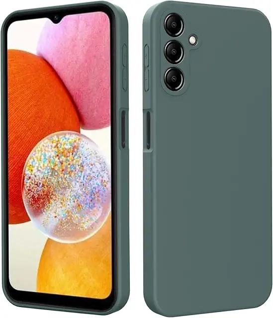 Coque Samsung A14 - Housse Silicone Liquide Antichoc Vert Pin