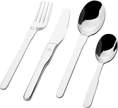HUTCH Moda Series 24 Piece 18/10 Stainless Steel Tableware Cutlery Flatware Set Mirror Polish Utensils - Fork/Knife/Tablespoon/Teaspoon Silver