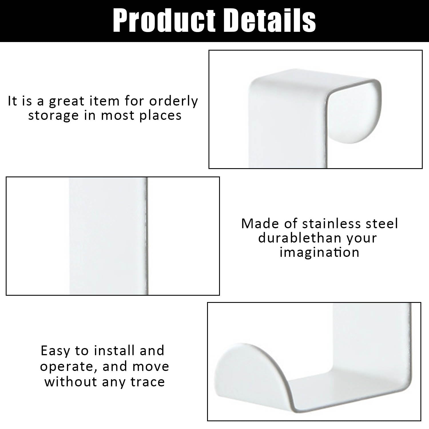 ZEACCT 10-Pack Reversible Door Hooks, Z-Shaped Stainless Steel Hangers for Kitchen Bathroom & Office - Image 3