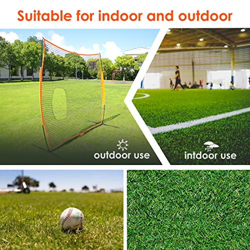 ORIENGEAR 7 X 7 FT Lightweight Baseball & Softball Pitching Net for Batting and Pitching Practice,Open Area in Net Allows Ball to Pass Through, Great Pitching Screen,49 sqft Barrier - Thumbnail 4