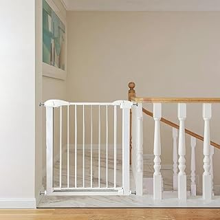 Panana Stair Gates,Baby Safety Gate Home Pet Dog Barrier Stair Safe Secure Doorway Guard,Pressure Fit Safety Gate 84cm-89cm*H76cm,White