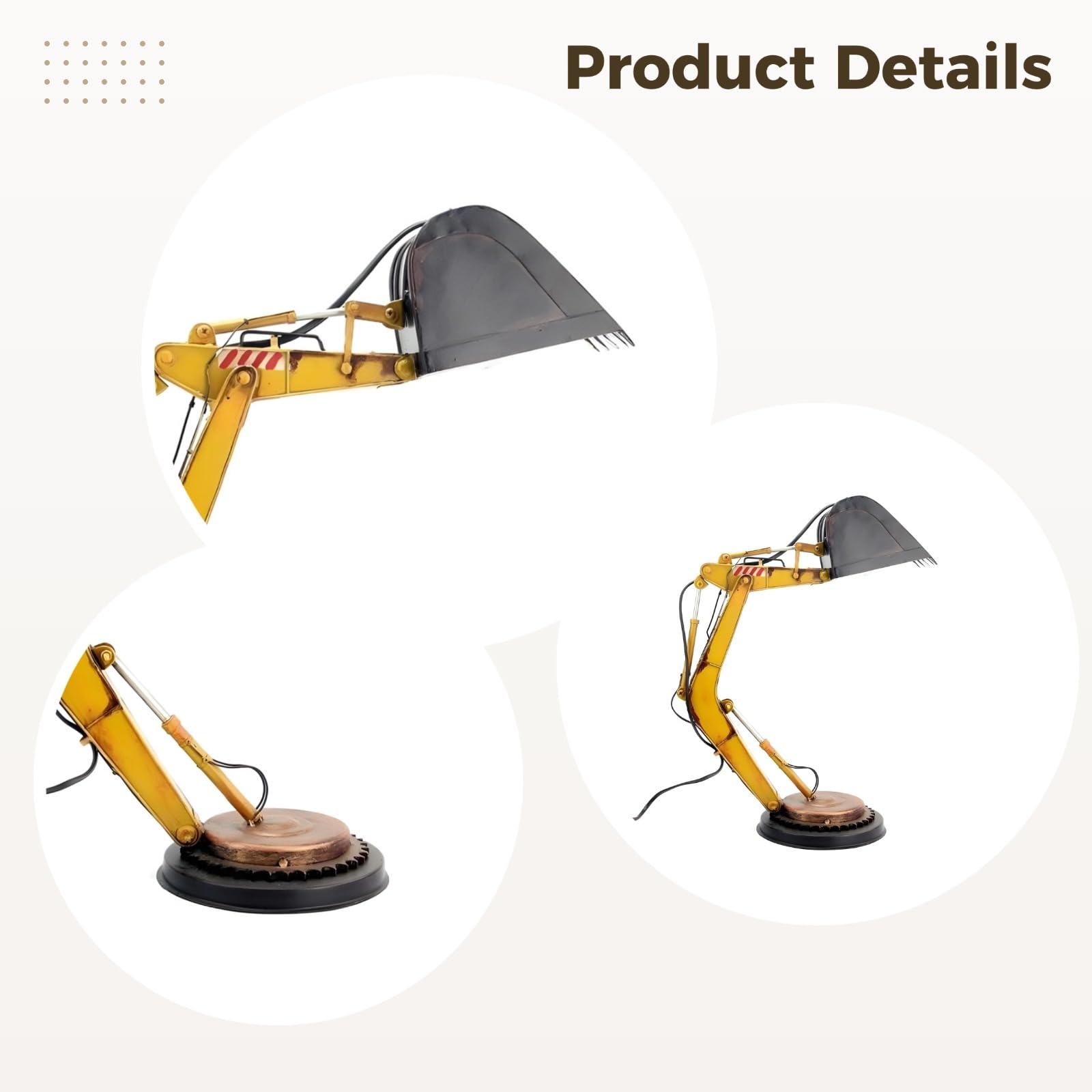 Bagger Schreibtischlampe, Retro Industrie Bagger Tischlampe mit verstellbarem Arm, LED Beleuchtung, 7.9 in/20cm Gelb Harz Konstruktion LKW Lampe für Jüngere Junge Zimmer