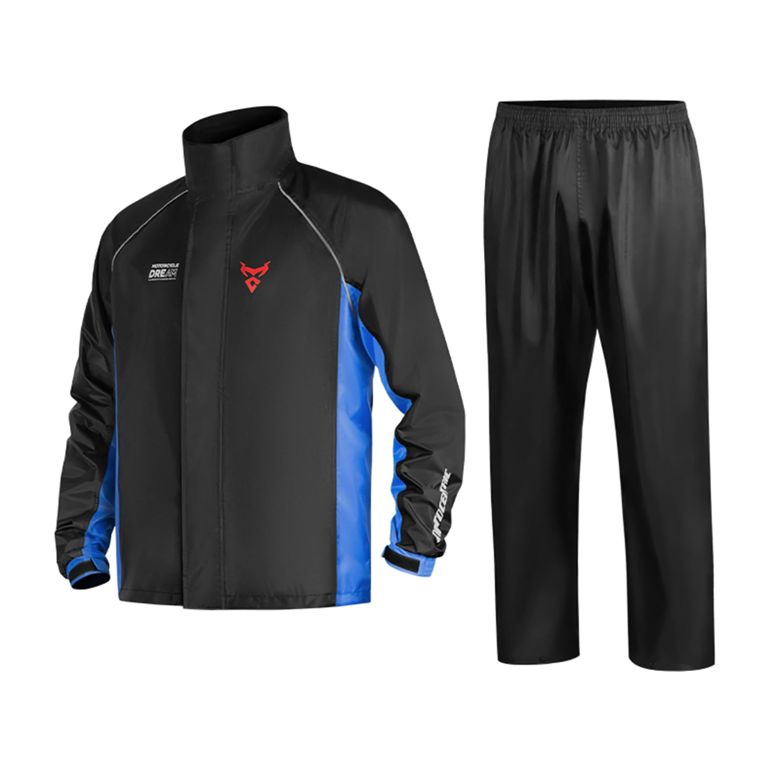 MOTOCENTRIC Tuta da pioggia per moto 2 pezzi, impermeabile e traspirante con strisce riflettenti, set di giacca e pantaloni antivento per motociclista uomo donna