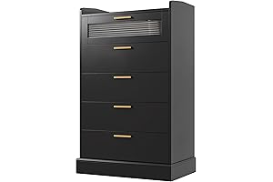 HOSTACK Modern Black Chester 5 Drawer Dresser for Bedroom