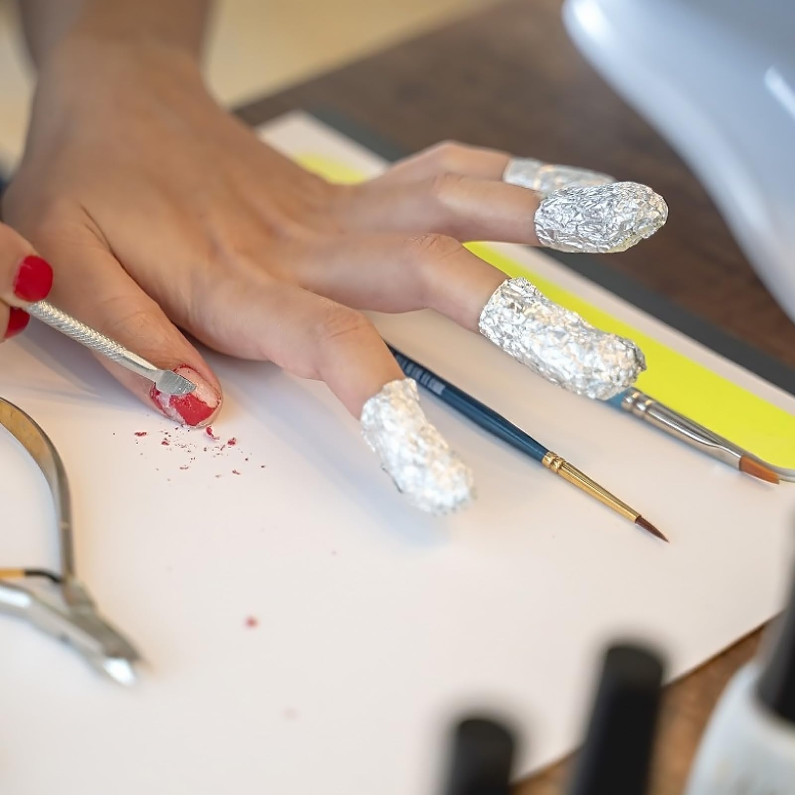 Toyvian Nagellackentferner Wraps tragbare Maniküre Reinigungsfolie 500 Stück Silberfarbene Nagelkunst aus Aluminiumfolie und Baumwolle für Andere Gelegenheiten und Heimgebrauch