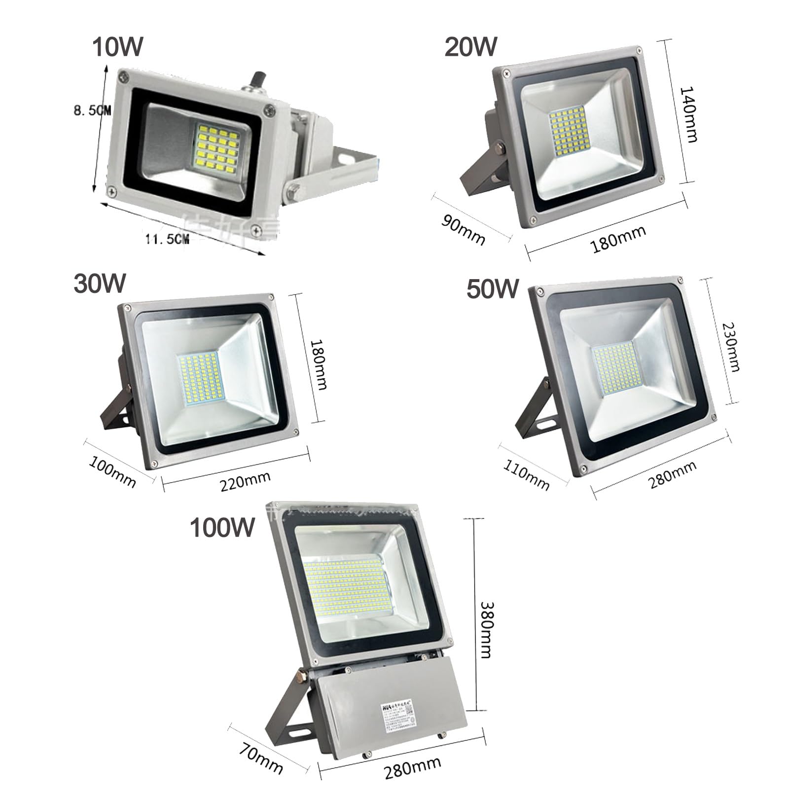 Luci LED Da Giardino - Fari A LED, Apparecchio Di Sicurezza Wall Washer Di Sicurezza Impermeabile IP66, Apparecchi Di Illuminazione Per Esterni Ad Altissima Luminosità(White light,100W(DC24V))