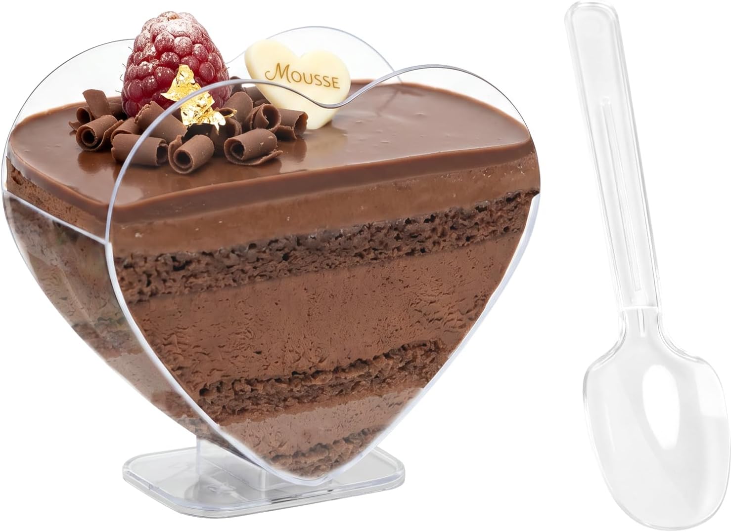 Disposable Plastic Ice Cream Cups with Spoons,20 Pack,Food‑Grade Plastic Dessert Cups for Sundae,Frozen Yogurt,Pudding,Party,Picnic,Birthday (Love)