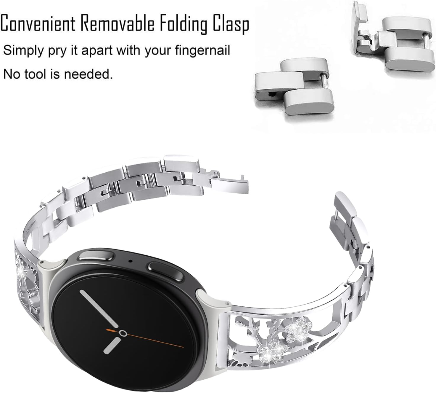 Stainless Steel Women Bling Bracelet Bands Compatible with Samsung Galaxy Watch 8 40mm 44mm Classic 46mm Metal Wristbands - Image 4