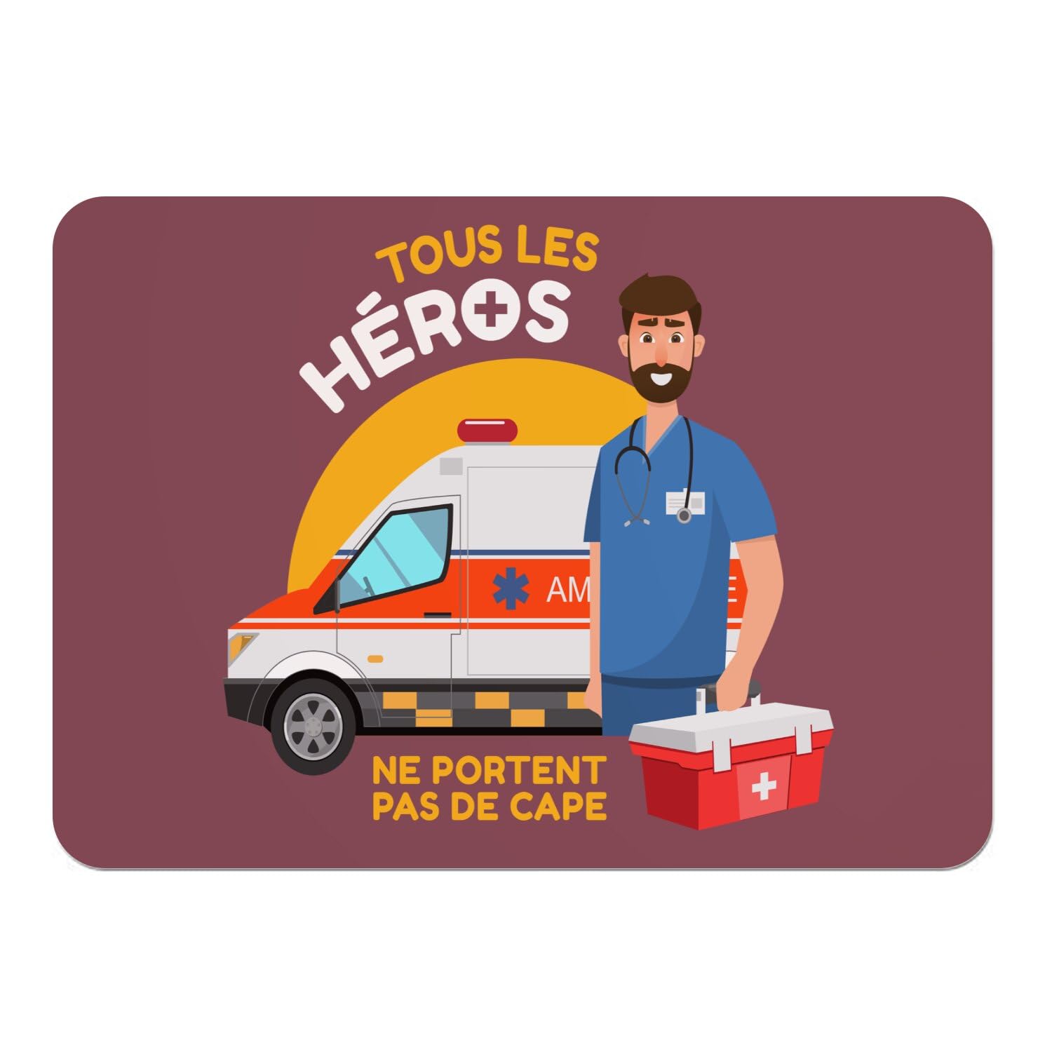 Sets de table rouge ambulancier grand format en liège x4