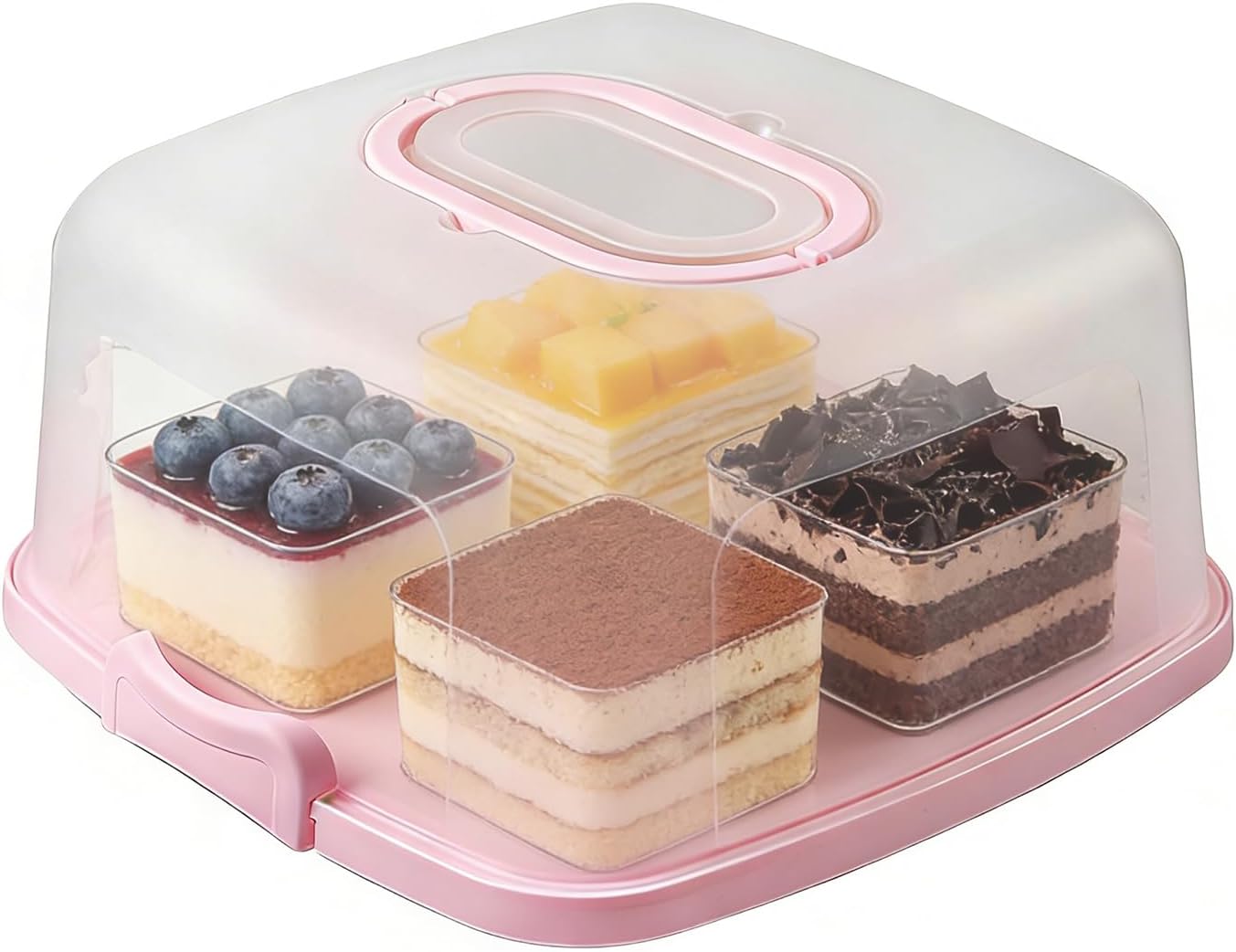 Cake Box, Safe & Reusable Design, 10-Inch, Cake Carrier with Lid and Handle, Cupcake Transport Box for Pie, Cupcake, Dessert, Muffin, Pastry, Bread, Fruit, Cookie, Outdoor & Home Kitchen