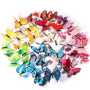 Foonii 72 STKS 3D vlinders wanddecoratie sticker aftrekafbeeldingen, slagvaste kunststof vlinderdecoraties…