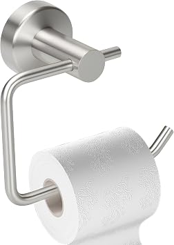 Brushed Silver Toilet Paper Holder, Stainless Steel Toilet Roll Holder Wall Mounted with Drill Installation, Fingerprint-Resistant & Rustproof Bathroom Tissue Holder